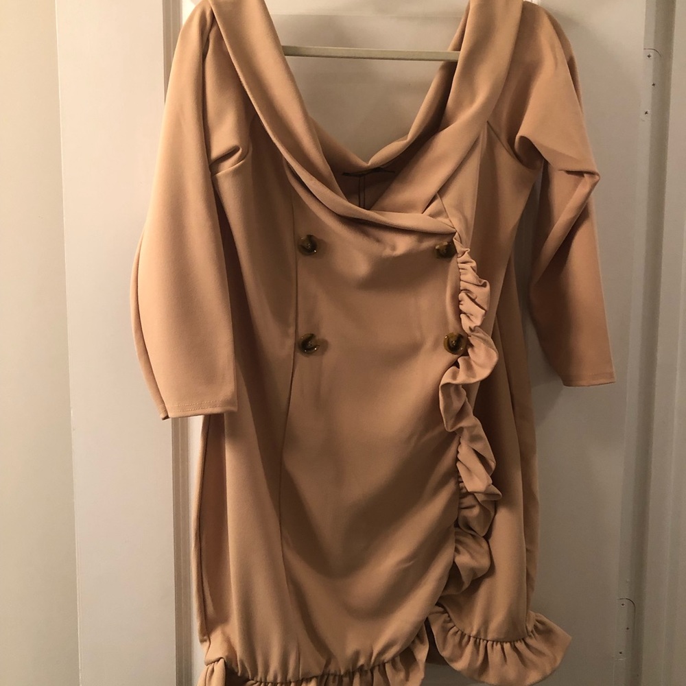 Off the shoulder (Bardot) Tuxedo minidress